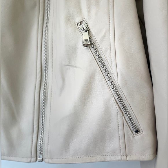 Eloquii Plus Size Faux Leather Moto Jacket Cropped in Bone Sz 18/20 - Picture 5 of 13